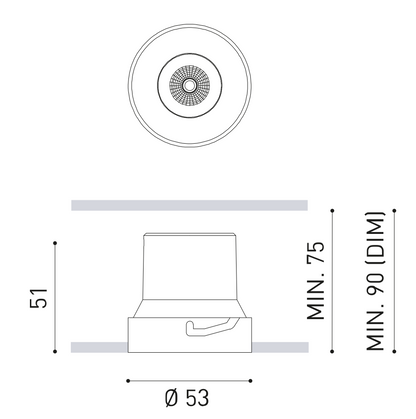 Shot Light S Trimless Spot, Negru, 2700K, Fara Dim, Unghi Fascicul 39°